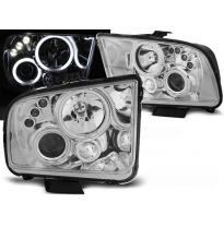 Faros Delanteros Angel Eyes Ford Mustang 04-09 Cromados