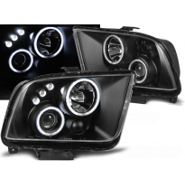 Faros Delanteros Angel Eyes Ford Mustang 04-09 Fondo Negro