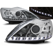Faros Delanteros Luz Diurna Ford Focus Ii 02.08-10 Cromados