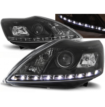 Faros Delanteros Luz Diurna Ford Focus Ii 02.08-10 Fondo Negro