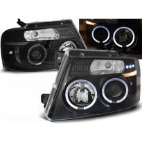 Faros Delanteros Angel Eyes Ford F150 Mk 11 04-08 Fondo Negro