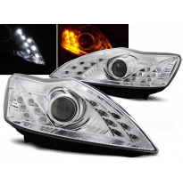 Faros Delanteros Luz Diurna Ford Focus 02.08-10 Cromados