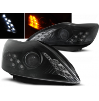 Faros Delanteros Luz Diurna Ford Focus 02.08-10 Fondo Negro