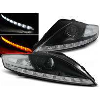 Faros Delanteros Luz Diurna Ford Mondeo 07.07-11.10 Fondo Negro Intermitente Led