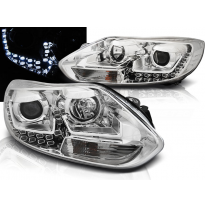 Faros Delanteros Luz Diurna Ford Focus Mk3 11- 10.14 Cromados