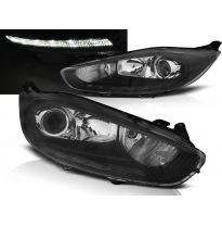 Faros Delanteros Luz Diurna Ford Fiesta Mk7 13- Led Drl Negro