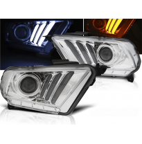 Faros Delanteros Luz Diurna Ford Mustang V 10-13 Tube Light Chrome