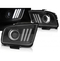 Faros Luz Diurna Ford Mustang 04-09 Tube Light Negro
