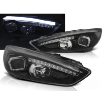Faros Delanteros Ford Focus Mk3 15- Negro Drl Led