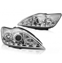 Faros Luz Diurna Ford Focus Ii 02.08-10 Angel Eyes Ccfl Chrome
