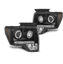 Faros Delanteros Angel Eyes Negro Ford F150 Mk12 08-14