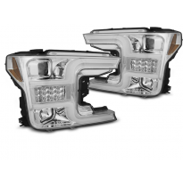 FAROS DELANTEROS LUZ DIURNA TUBE LIGHT CROMADO PARA FORD F150 MK13 17-20