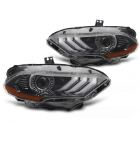 FAROS DELANTEROS LED RGB LUZ DIURNA NEGROS para FORD MUSTANG 18-21