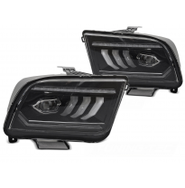 FAROS DELANTEROS TUBO LED NEGRO para FORD MUSTANG 04-09
