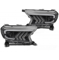 FAROS DELANTEROS TUBO LUZ NEGRO aptos para FORD RANGER V 16-22