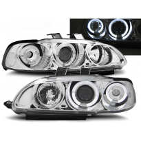 Faros Delanteros Angel Eyes Honda Civic 09.91-08.95 2d/3d Cromados