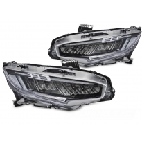 FAROS DELANTEROS LED COMPLETOS NEGROS para HONDA CIVIC X 16-21