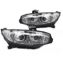 FAROS LED CROMADOS DRL SEQUENCIALES PARA HONDA CIVIC X 16-21