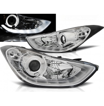 Faros Delanteros Luz Diurna Hyundai Elantra 11.10- Cromado Daylight Led