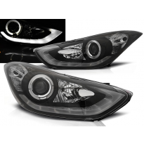 Faros Delanteros Luz Diurna Hyundai Elantra 11.10- Negro Daylight Led
