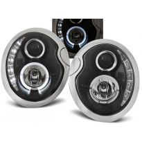 Faros Delanteros Angel Eyes Bmw Mini (Cooper) 05.01-10.06 Faros Delanteros Luz Diurna Fondo Negro