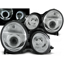 Faros Delanteros Angel Eyes Mercedes W210 E-Klasa 06.99-02 Cromados