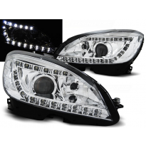 Faros Delanteros Luz Diurna Mercedes W204 07-10 Cromados Xenon D1s