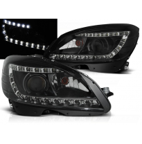 Faros Delanteros Luz Diurna Mercedes W204 07-10 Fondo Negro Xenon D1s