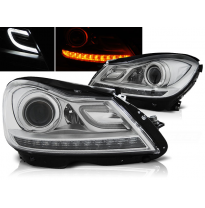 Faros Delanteros Luz Diurna Mercedes W204 11-14 Cromado