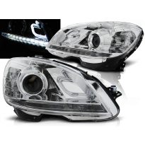 Faros Delanteros Luz Diurna Mercedes W204 07-10 Cromados