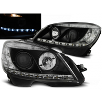 Faros Delanteros Luz Diurna Mercedes W204 07-10 Negro H7