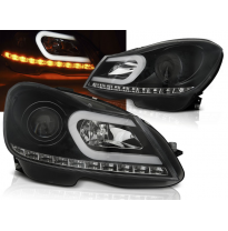 Faros Delanteros Luz Diurna Mercedes W204 11-14 Negro Tube Light
