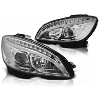 Faros Delanteros Mercedes W204 07-10 Chrome Tube Light H7 Intermitentes Dinamicos