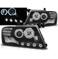 Faros Delanteros Angel Eyes Mitsubishi Pajero V60 01-06 Fondo Negro