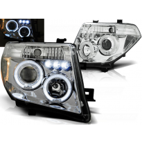 Faros Delanteros Angel Eyes Nissan Navara D40/Pathfinder 05-10 Cromados