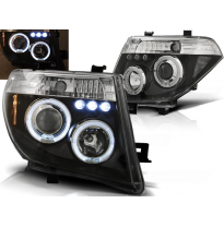 Faros Delanteros Angel Eyes Nissan Navara D40/Pathfinder 05-10 Fondo Negro
