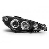 Faros Delanteros Angel Eyes Peugeot 206 10.98-02 Fondo Negro