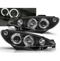 Faros Delanteros Angel Eyes Peugeot 206 02- Fondo Negro