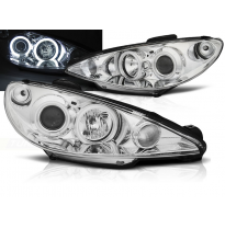 Faros Delanteros Angel Eyes Peugeot 206 02- Cromados Ccfl