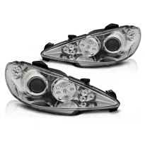 Faros Luz Diurna Peugeot 206 02-Angel Eyes Chrome Led