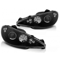 Faros Luz Diurna Peugeot 206 02-Angel Eyes Black Led