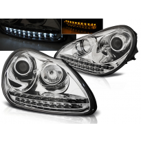 Faros Delanteros Luz Diurna Porsche Cayenne 02-06 Cromados Hid Xenon
