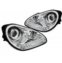 FAROS DELANTEROS PORSCHE CAYENNE 02-06 LUZ DE DÍA CROMO HID XENON