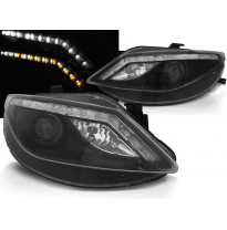 Faros Luz Diurna Seat Ibiza 6j 06.08-12  Intermitente Led Negro