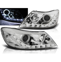 Faros Delanteros Angel Eyes Skoda Octavia 09-12 Faros Delanteros Luz Diurna Cromados