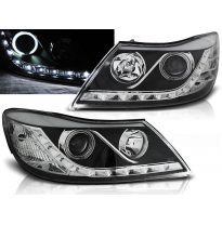 Faros Delanteros Angel Eyes Skoda Octavia 09-12 Faros Delanteros Luz Diurna Fondo Negro