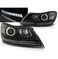 Faros Delanteros Luz Diurna Skoda Octavia 09-12 Fondo Negro