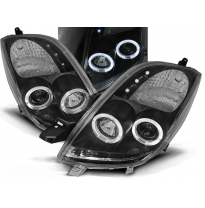Faros Delanteros Angel Eyes Toyota Yaris 06-09 Fondo Negro