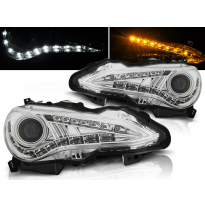 Faros Delanteros Luz Diurna Toyota Gt86 12- Xenon Cromado Tru Drl Ece-R87