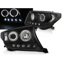 Faros Delanteros Angel Eyes Toyota Land Cruiser Fj200 07-12 Fondo Negro